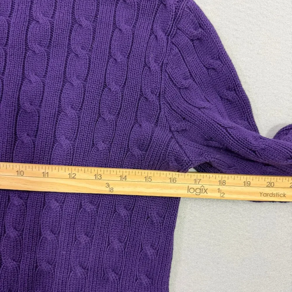 Vintage Ralph Lauren Sport Cable Knit Sweater Women's Medium Purple Crewneck - Picture 7 of 8